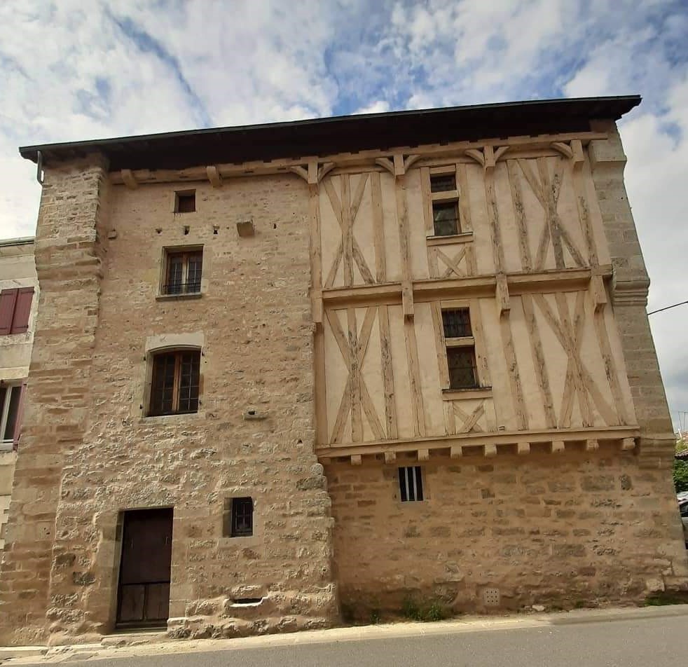 Half-timbered house in Charroux in Vienne.