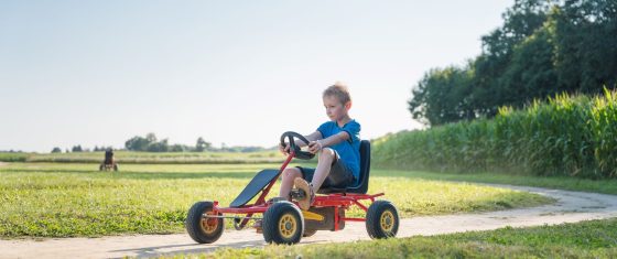 Tretkartfahren im Sentier des pas perdus in der Romagne